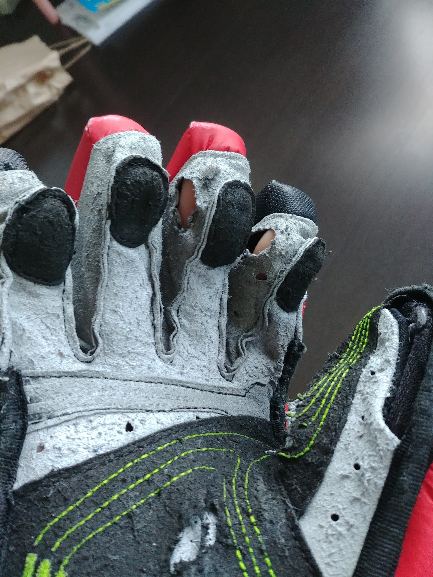 Worn out glove